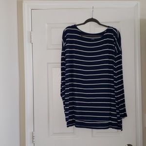 Blue and white long sleeve shirt
